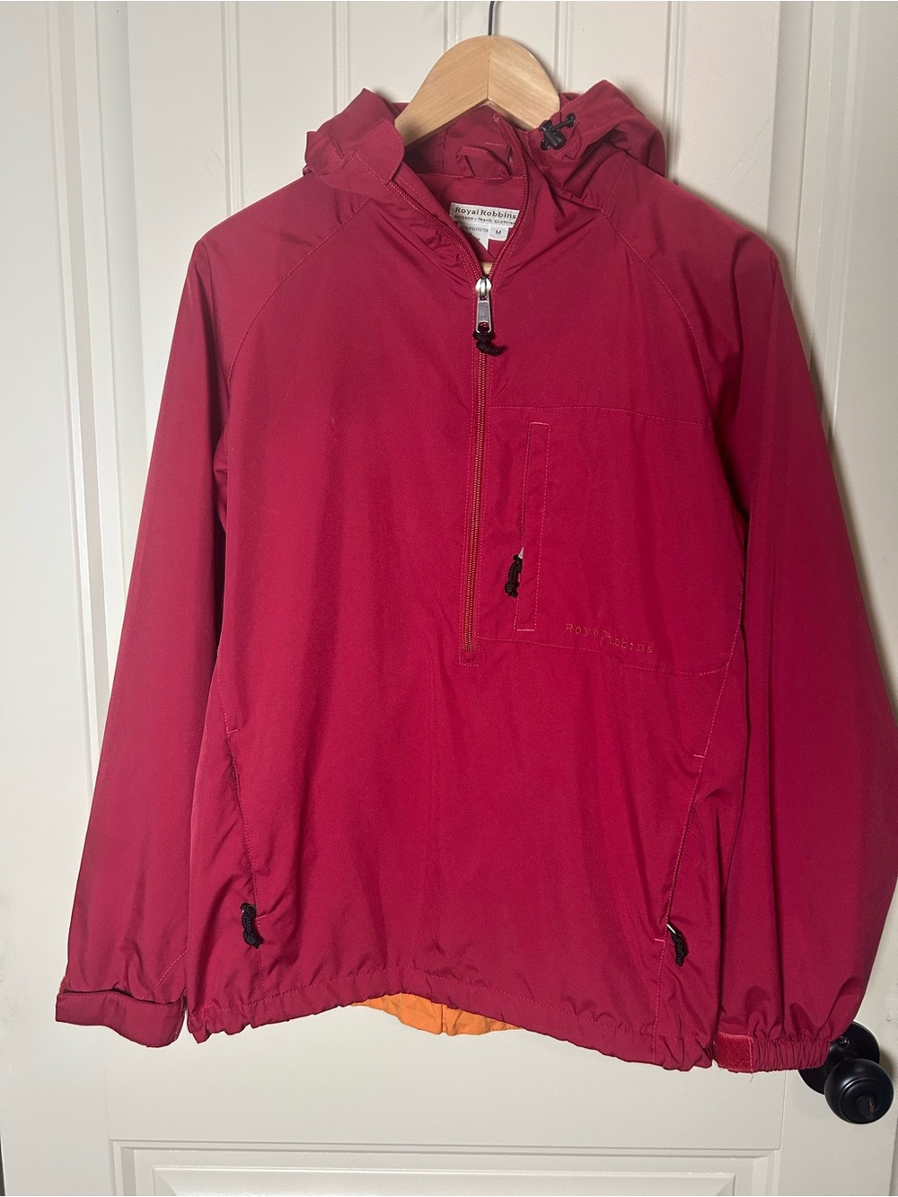 Royal Robbin’s Women’s Hooded Pullover Red Windbreaker Jacket Outdoor Travel SzM